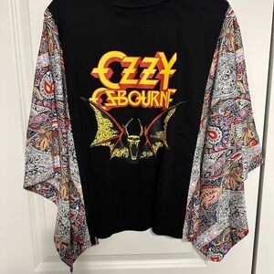 Ozzy Osbourne Graphic Tee with Paisley Sleeves